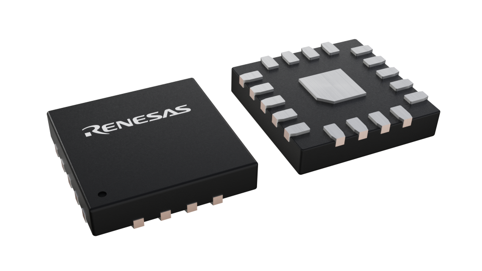 3D illustration featuring top and bottom views of FCQFN IC chip package with 18 lead count.