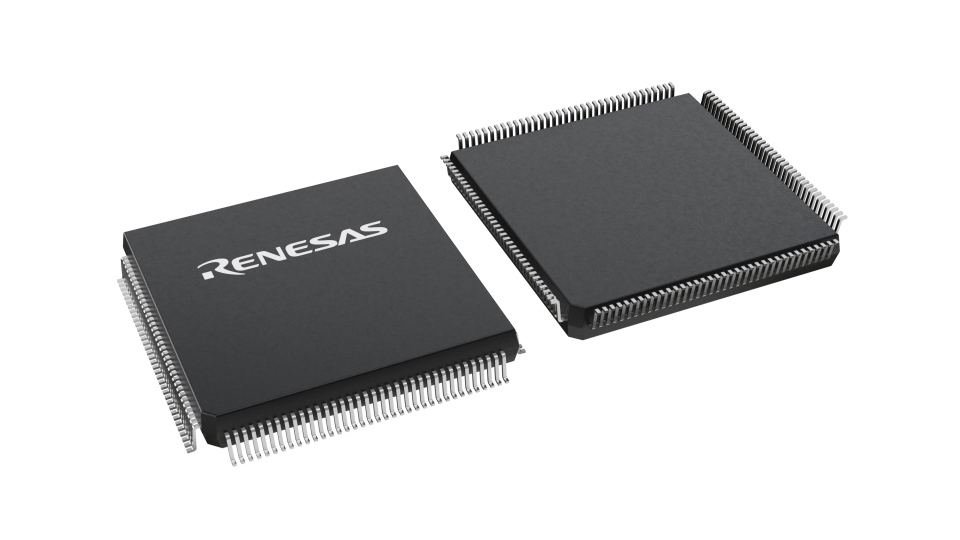 3D illustration featuring top and bottom views of FQFP IC chip package with 144 lead count.