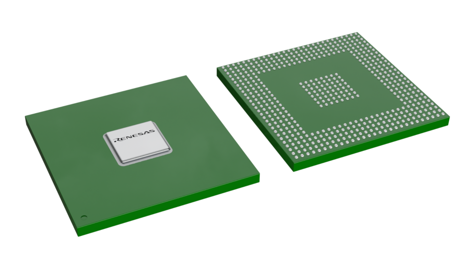 3D illustration featuring top and bottom views of HFBGA chip package with 524 lead count.