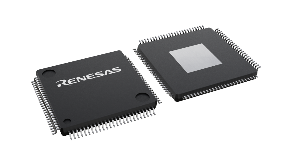 3D illustration featuring top and bottom views of HTFQFP IC chip package with 100 lead count.