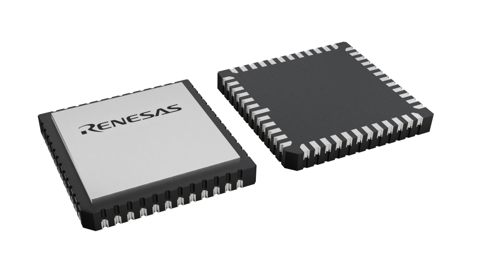 3D illustration featuring top and bottom views of LCC IC chip package with 48 lead count