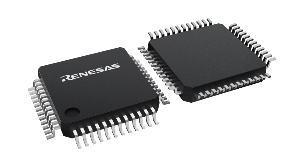 3D illustration featuring top and bottom of LFQFP ic chip package with 48 leads