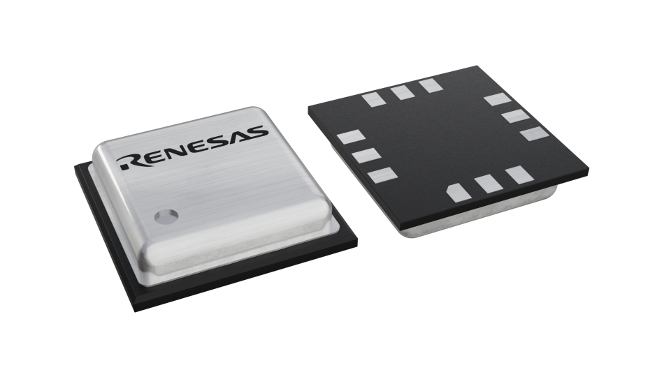 3D illustration featuring top and bottom views of LGA IC chip package with 12 lead count.