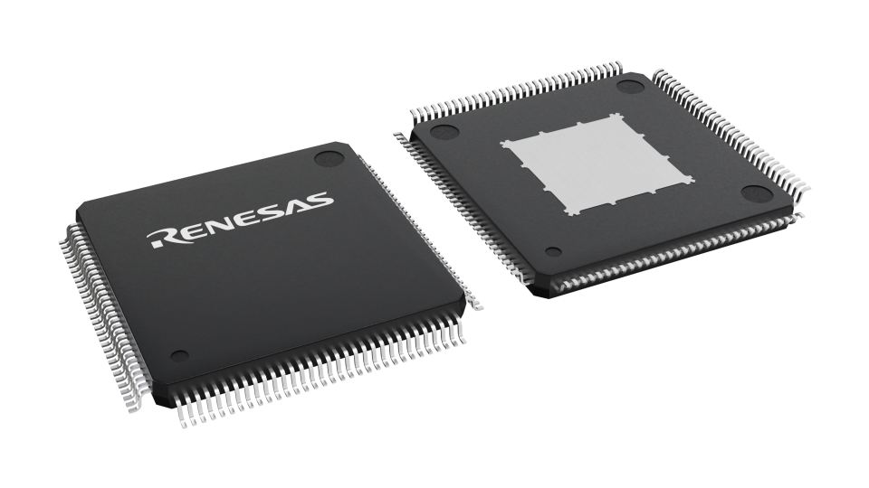 3D illustration featuring top and bottom views of LQFP chip package with 128 lead count.