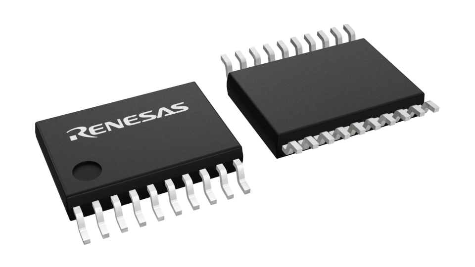 3D illustration featuring top and bottom views of LSSOP IC chip package with 20 lead count.