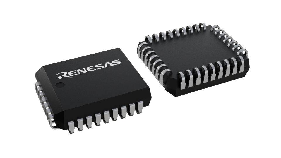 3D illustration featuring top and bottom views of PLCC chip package with 32 lead count.