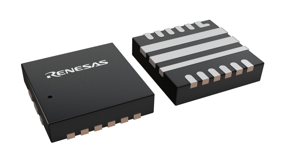 3D illustration featuring top and bottom views of QFN chip package with 15 lead count.