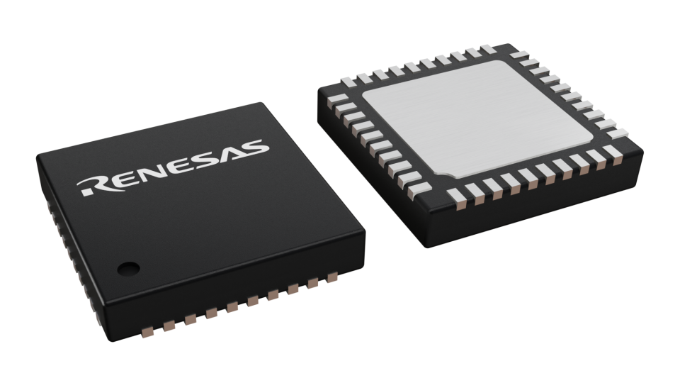 3D illustration featuring top and bottom views of QFN chip package with 40 lead count.