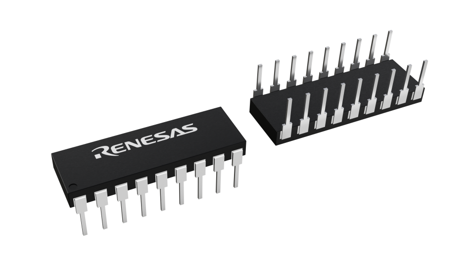 3D illustration featuring top and bottom views of SBDIP chip package with 18 lead count.