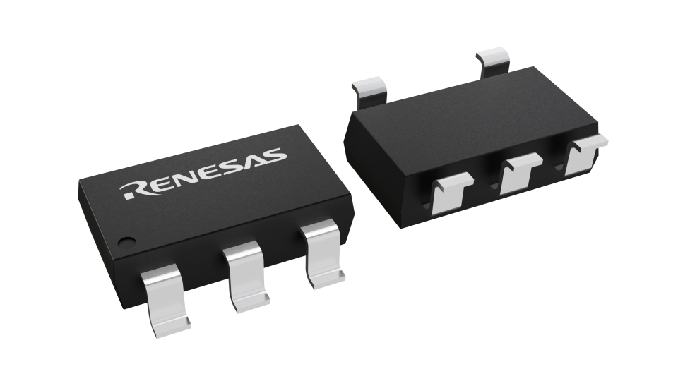 3D illustration featuring top and bottom views of SOT chip package with 5 lead count.