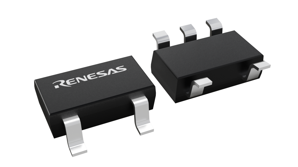 3D illustration featuring top and bottom views of SOT chip package with 5 lead count.