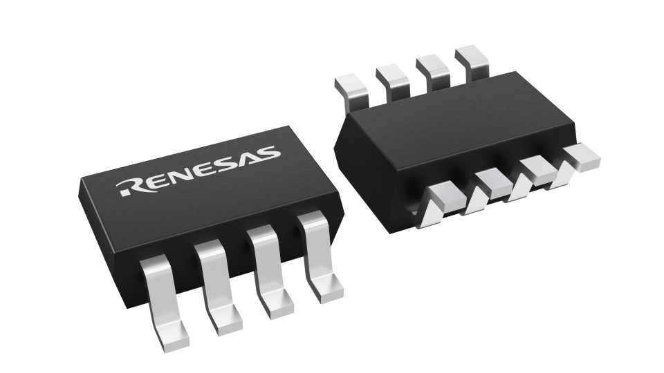 3D illustration featuring top and bottom views of SOT chip package with 8 lead count.