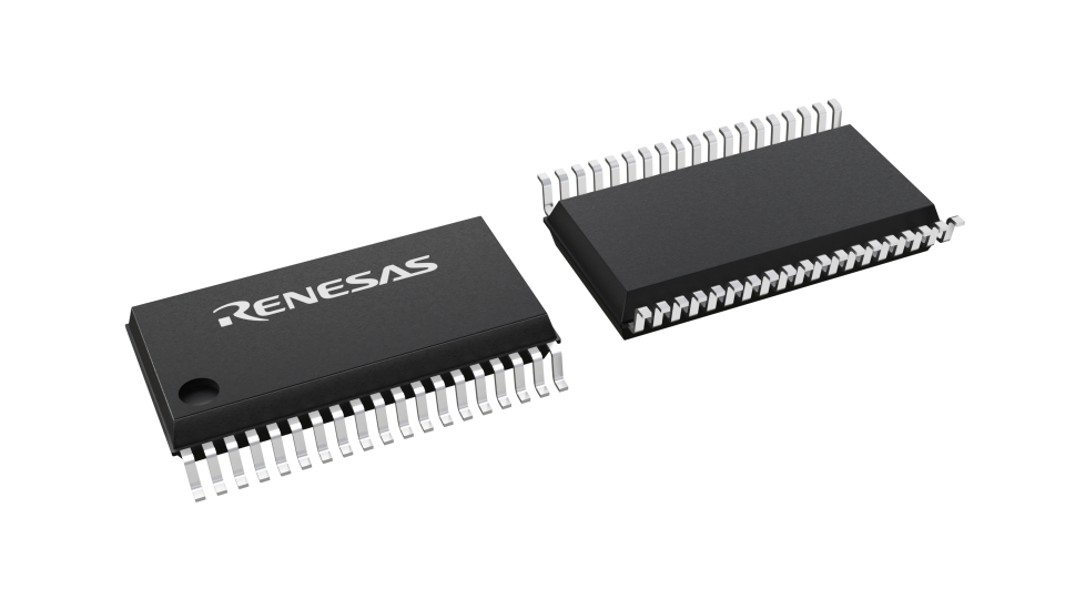 3D illustration featuring top and bottom views of SSOP chip package with 38 lead count.