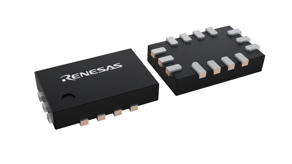 3D illustration featuring top and bottom views of STQFN chip package with 14 lead count.