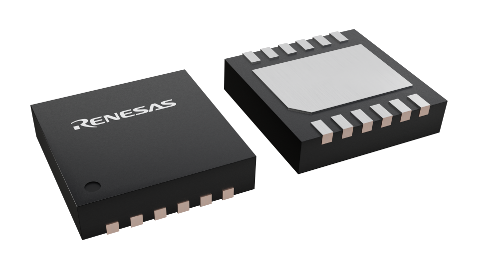 3D illustration featuring top and bottom views of TDFN chip package with 12 lead count.