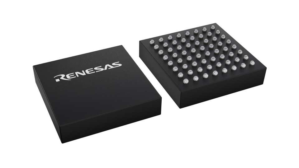 3D illustration featuring top and bottom views of TFBGA IC chip package with 64 lead count.