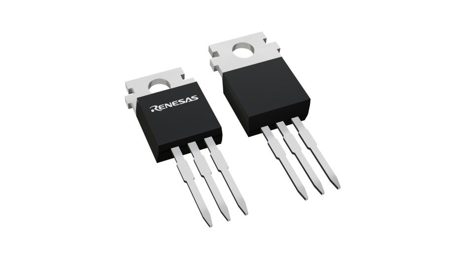 3D illustration featuring top and bottom views of TO-220AB chip package with 4 lead count.