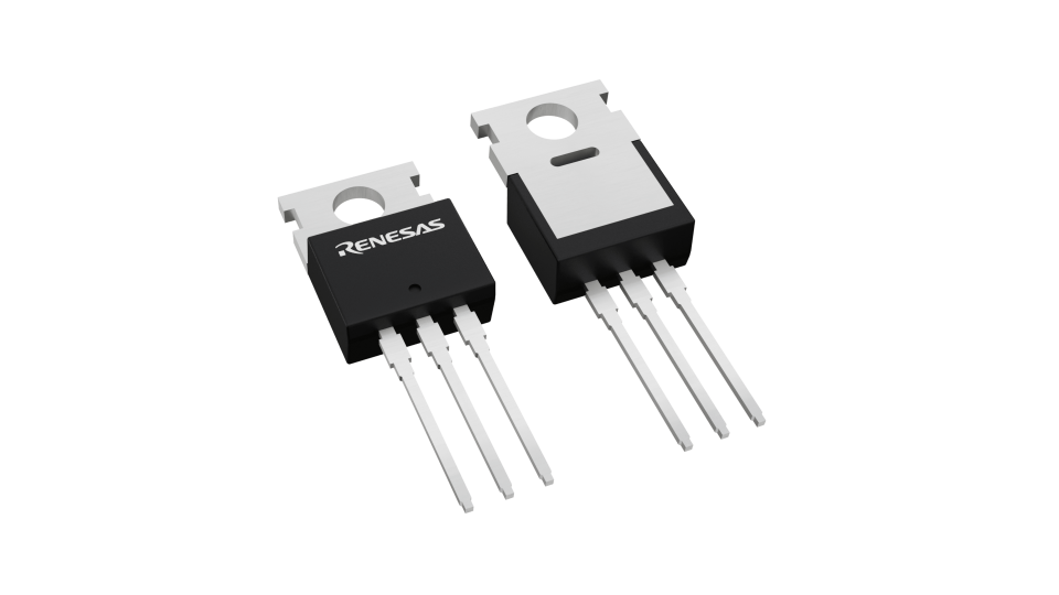 3D illustration featuring top and bottom views of TO-220ABB IC chip package with 4 lead count.