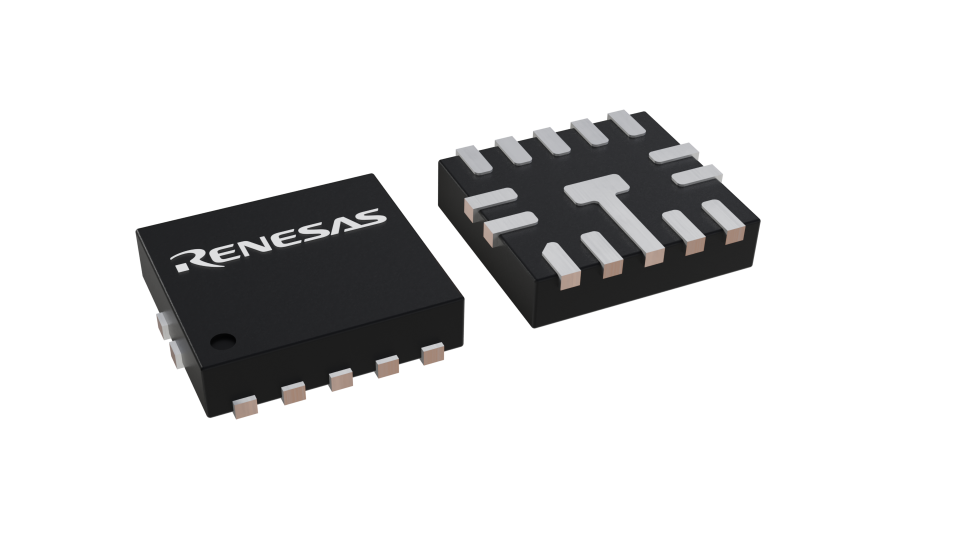 3D illustration featuring top and bottom views of TQFN chip package with 14 lead count.