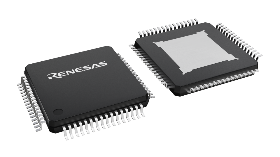 3D illustration featuring top and bottom views of TQFP-EP chip package with 64 lead count.