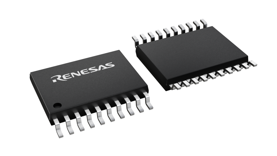 3D illustration featuring top and bottom views of TSSOP IC chip package with 20 lead count.