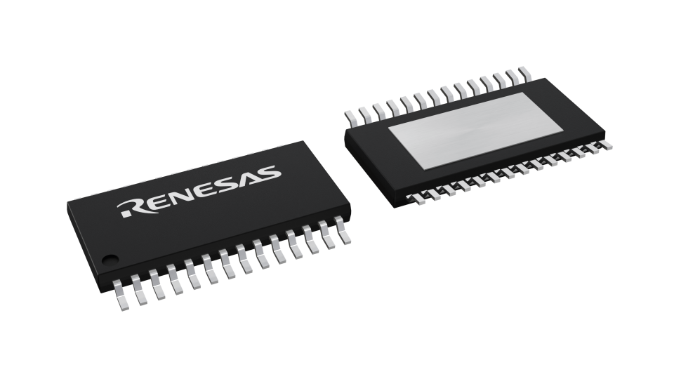 3D illustration featuring top and bottom views of TSSOP-EP IC chip package with 28 lead count