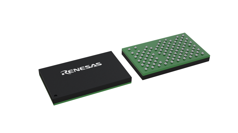 3D illustration featuring top and bottom views of VFBGA IC chip package with 93 lead count
