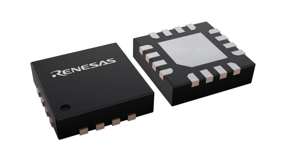 3D illustration featuring top and bottom views of VFQFPN IC chip package with 12 lead count.