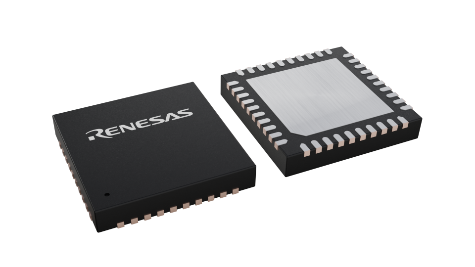 3D illustration featuring top and bottom views of VFQFPN IC chip package with 40 lead count.