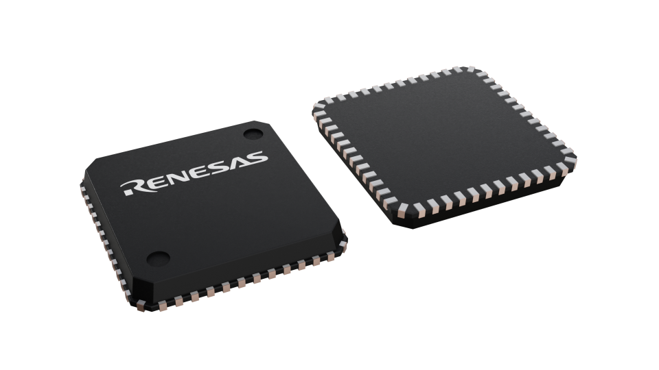 3D illustration featuring top and bottom views of VQFN IC chip package with 48 lead count.