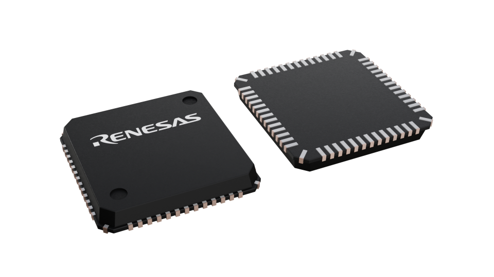 3D illustration featuring top and bottom views of VQFN IC chip package with 52 lead count.