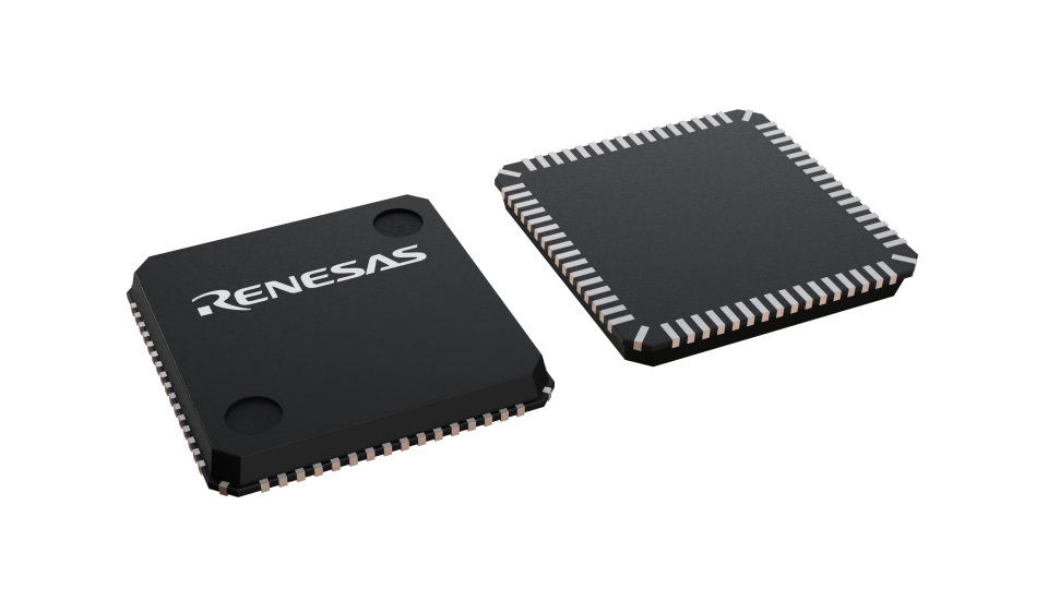 3D illustration featuring top and bottom views of VQFN IC chip package with 64 lead count.