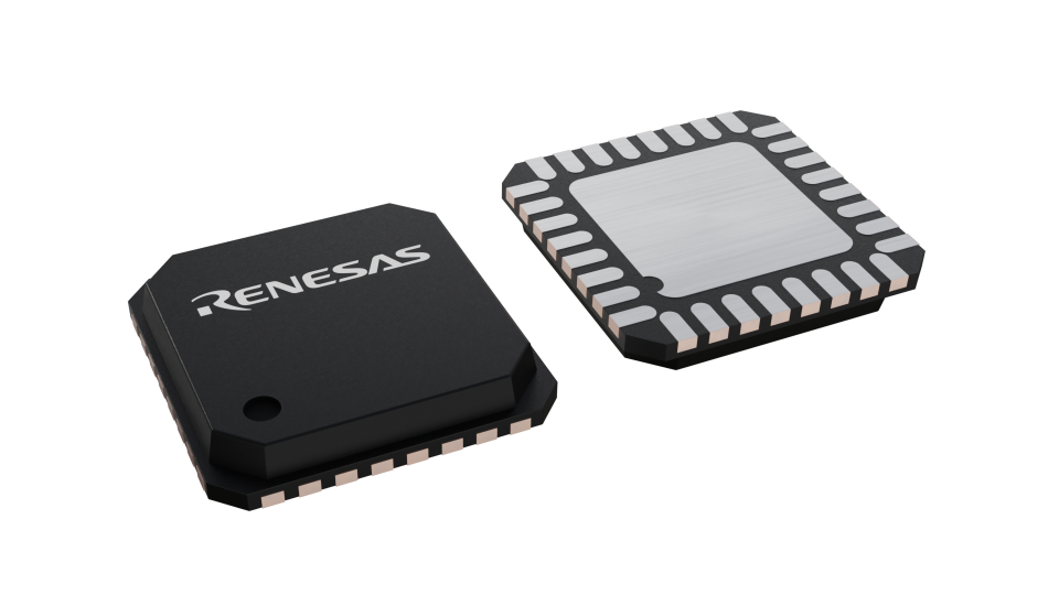 3D illustration featuring top and bottom views of WFQFN IC chip package with 32 lead count.