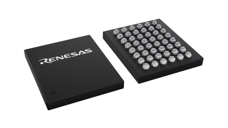 3D illustration featuring top and bottom views of WLCSP IC chip package with 48 lead count.