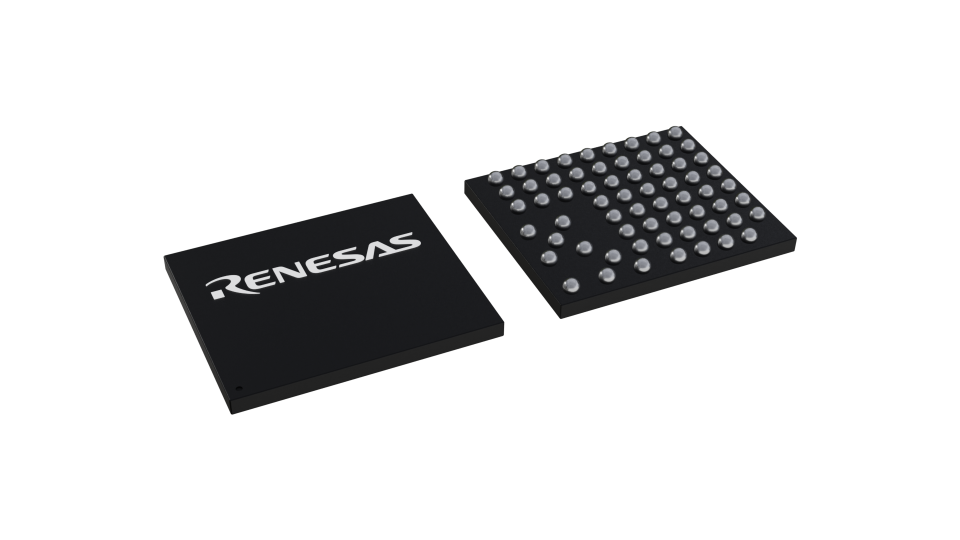 3D illustration featuring top and bottom views of WLCSP IC chip package with 64 lead count.