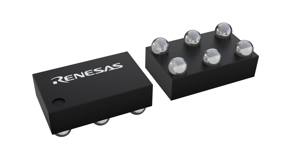 3D illustration featuring top and bottom views of WLCSP IC chip package with 6 lead count.