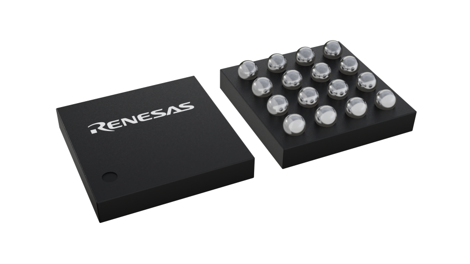 3D illustration featuring top and bottom views of WLCSP-TCURDL IC chip package with 16 lead count.