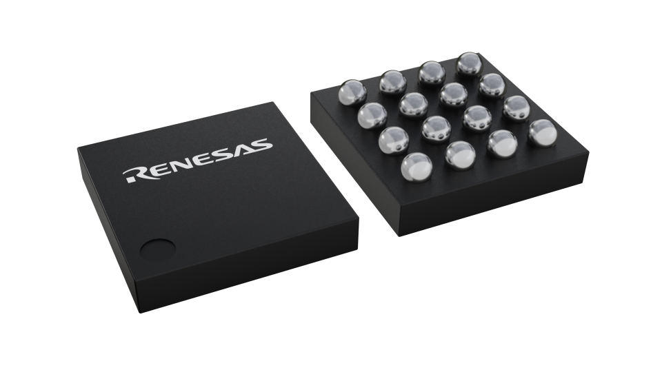 3D illustration featuring top and bottom views of WLCSP-TKCURDLBC IC chip package with 16 lead count.