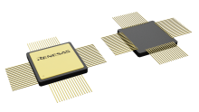 3D illustration featuring top and bottom views of CQFP IC chip package with 64 lead count.