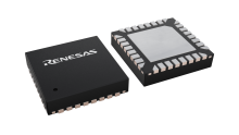 3D illustration featuring top and bottom views of HVQFN IC chip package with 32 lead count.
