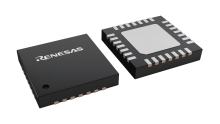 3D illustration featuring top and bottom views of QFN chip package with 28 lead count.