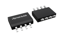 3D illustration featuring top and bottom views of SOIC IC chip package with 8 lead count.