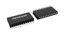 3D illustration featuring top and bottom views of SOICW chip package with 24 lead count.