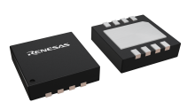 3D illustration featuring top and bottom views of TDFN IC chip package with 8 lead count.