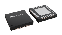 3D illustration featuring top and bottom views of TQFN chip package with 28 lead count.
