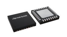 3D illustration featuring top and bottom views of VFQFPN IC chip package with 32 lead count.