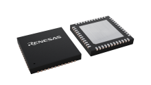 3D illustration featuring top and bottom views of VFQFPN IC chip package with 48 lead count.