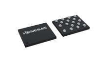 3D illustration featuring top and bottom views of WLCSP IC chip package with 17 lead count.