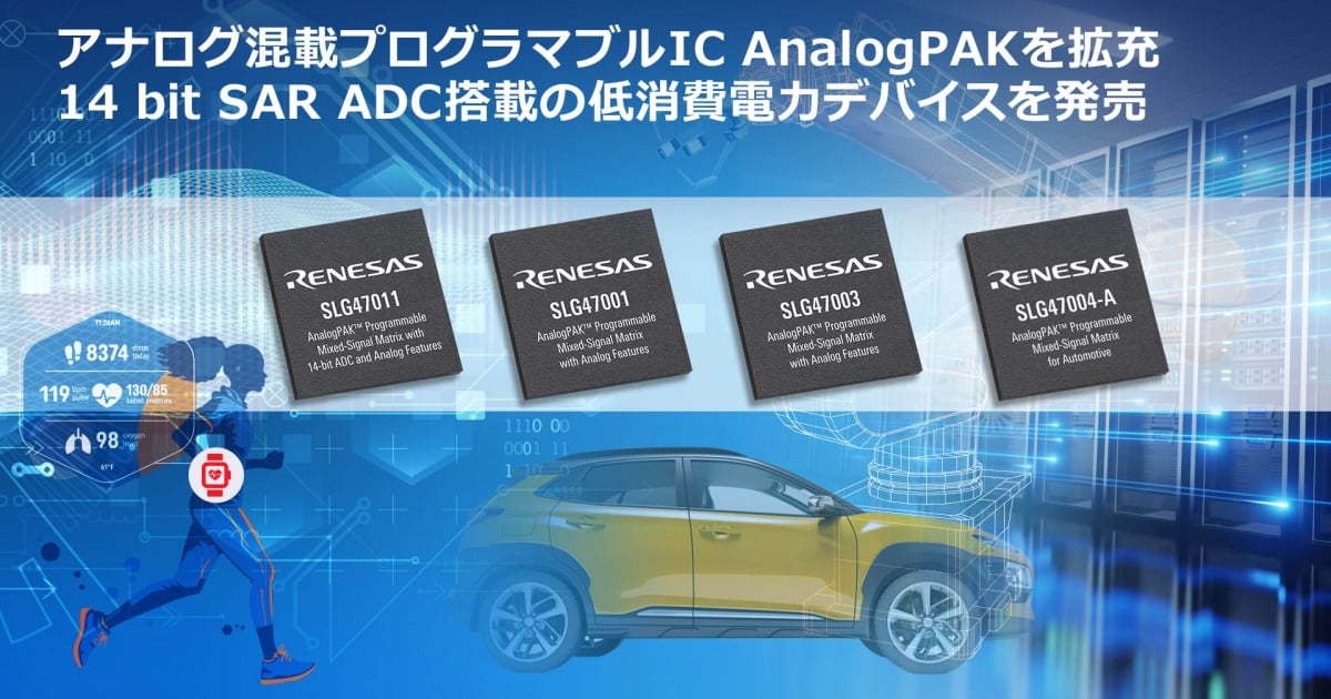 アナログ混載プログラマブルIC製品群「AnalogPAK」を拡充し、14ビット 