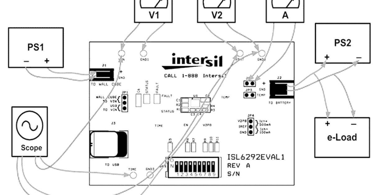 ISL6292EVAL1Z Liion/LiPolymer Battery Charger Evaluation Board